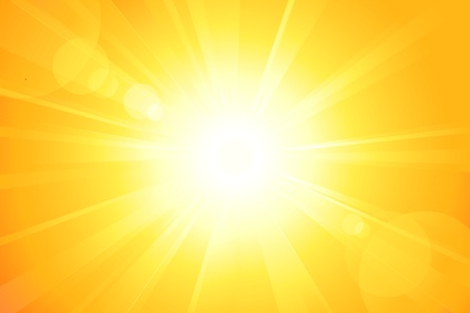 Blinding yellow glare, like staring straight into the sun.