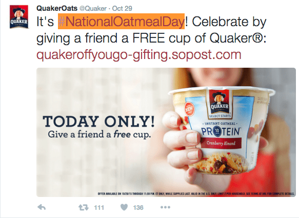 #NationalOatmealDay makes the list for best social media campaigns of 2015