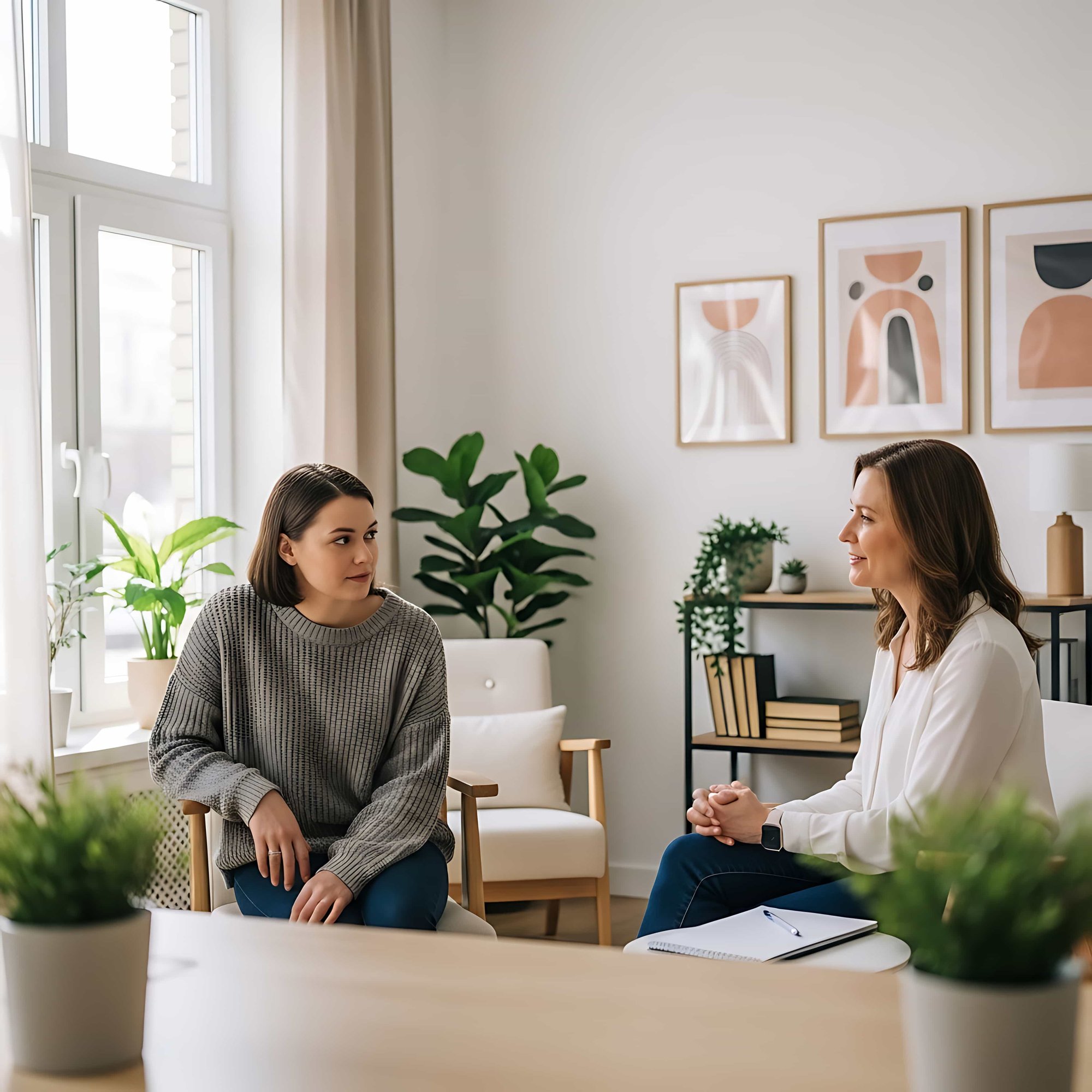 patient discussing issues during a counseling session_1978714581