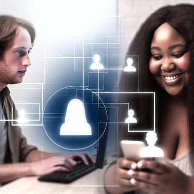 Two people talking over social media