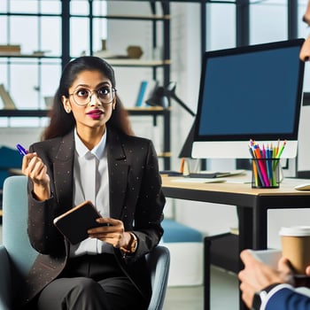 employee asking a question at the office
