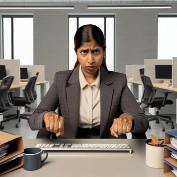frustrated worker in the office