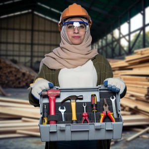 person holding a box of tools