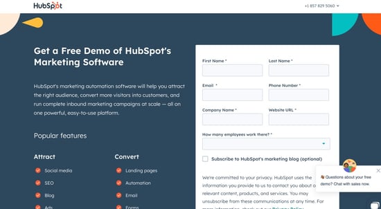 2023 HubSpot Demo landing page screenshot