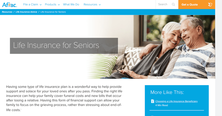 Aflac senior insurance page