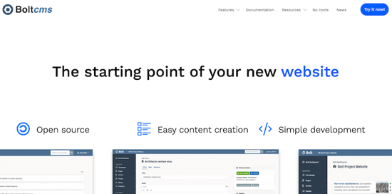 Bolt CMS homepage