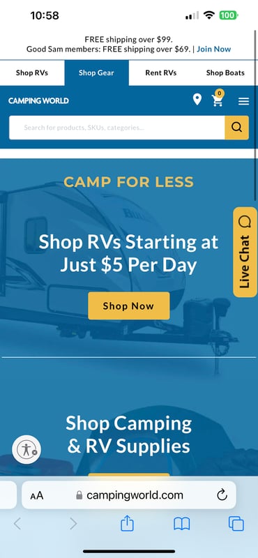 Camping World Mobile Screen Cap