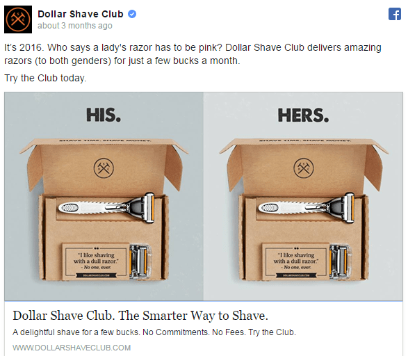 Dollar Shave Club Facebook Ad