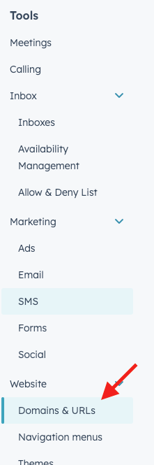 Domains & URLs Sidebar Highlight