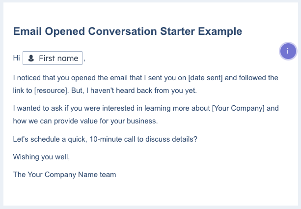 Emailed Opened Conversation Starter