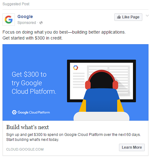 A Google Facebook Ad