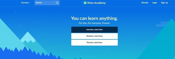 Khan Academy Landing Page Example