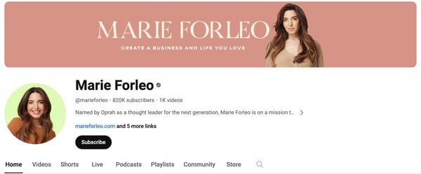Marie Forleo YT page 2024