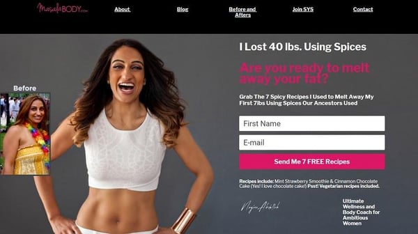 Masala's Landing Page Example