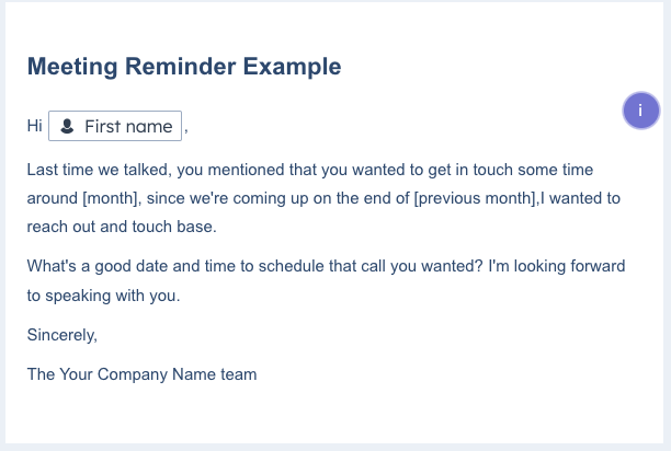 Meeting Reminder Example