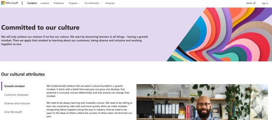 Microsoft company culture page