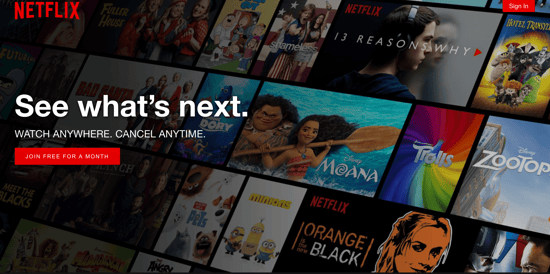 Netflix showcases its value proposition.