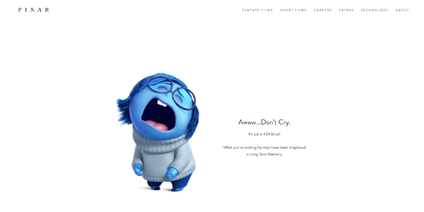 Pixar's 404 Error Page
