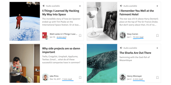 Image of Medium's estimated read time feature.