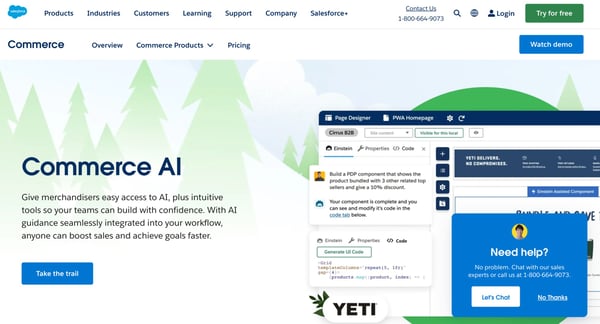 Salesforce commerce AI product page 2023