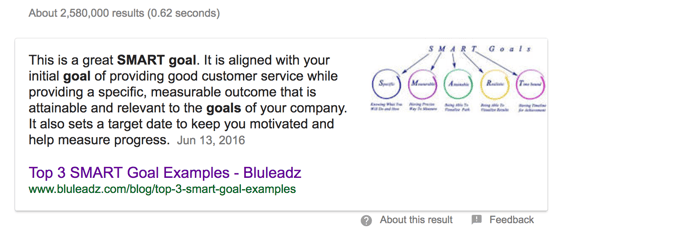 Bluleadz' page rank zero aka featured snippet.
