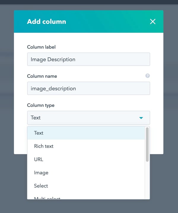 HubDB Column