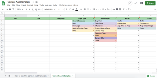 content audit template spreadsheet example