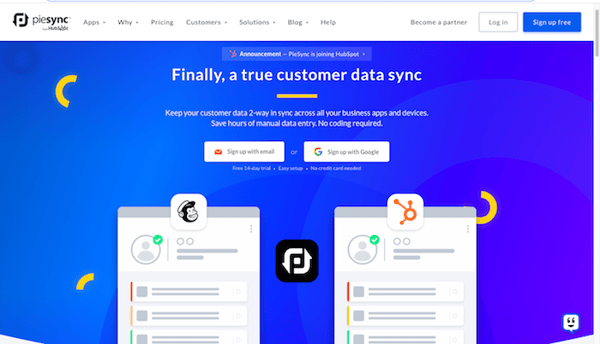 true customer data sync screenshot. Piesync