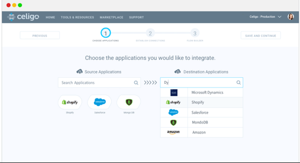 Celigo screenshot application integration