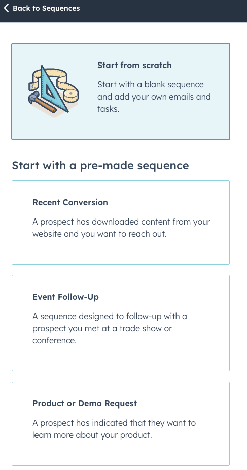 Sequence from scratch or template