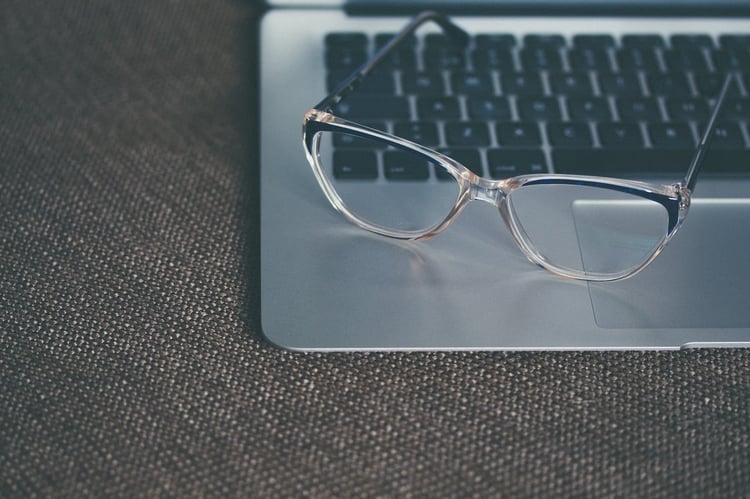 glasses on a laptop