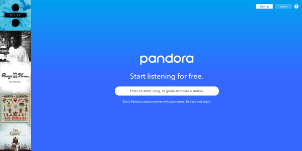 Pandora site blue