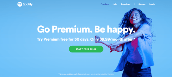 Spotify's Pricing Page
