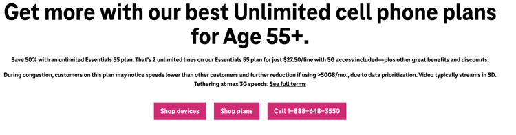 T Mobile 55 and up plan screencap