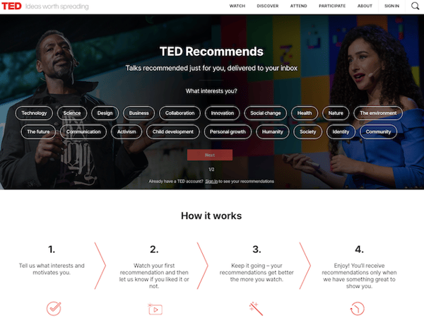 TED-homepage