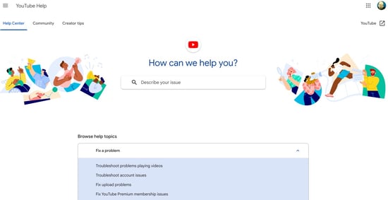 YouTube FAQ Screen Cap