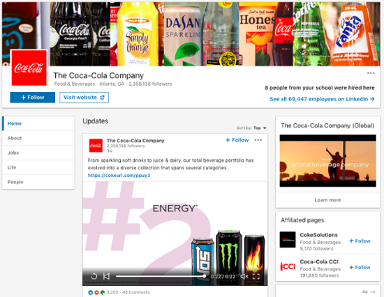 coca-cola-linkedin-company-page