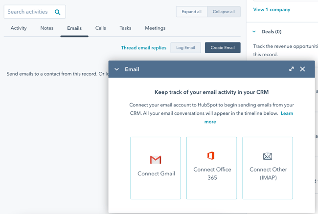 hubspot-crm-email-connection