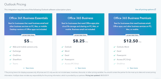 hubspot-integrations-outlook-pricing