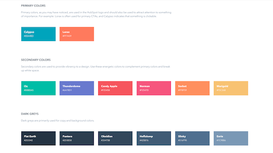 Brand outlet color palette
