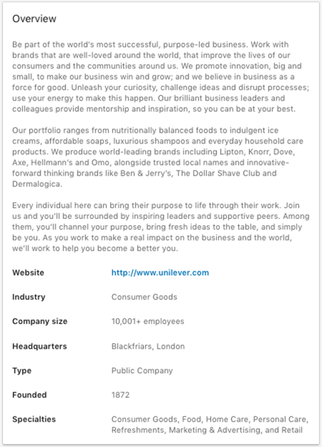 unilever-linkedin-company-summary