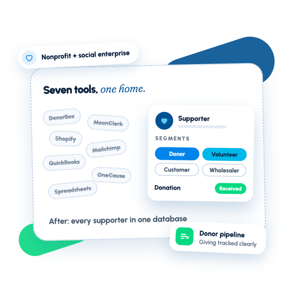 Donor, shop and volunteer data in one CRM