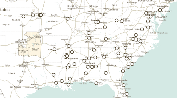 Civil rights trail interactive map