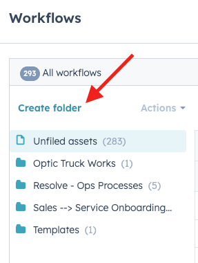 Create Workflow Folder highlight