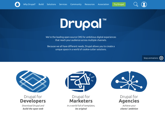 Drupal homepage 2019
