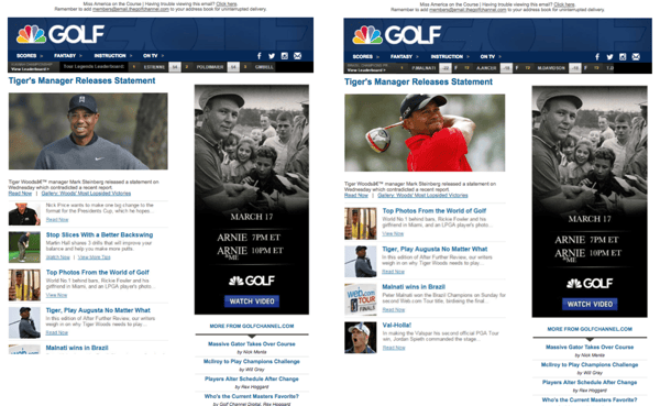 Golf Channel's Newsletter