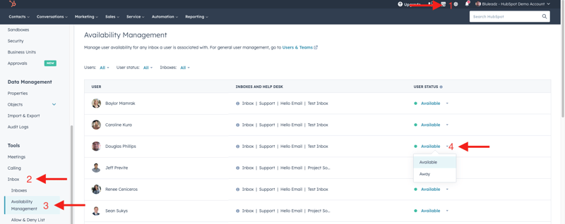 Availability Management Screenshot