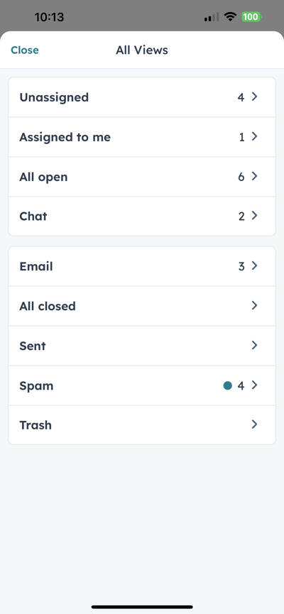HubSpot App Inbox View Filters