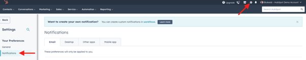 Notifications menu with highlights