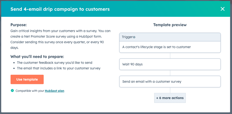 Customer Survey Drip Campaign Screen Cap